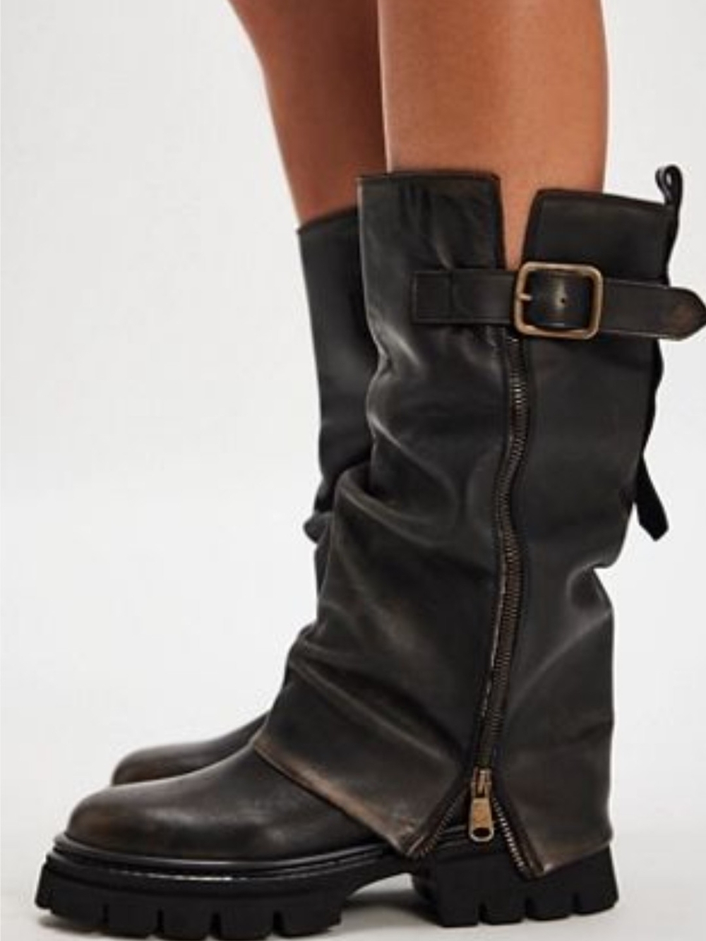 Copy -Free People Womens Brown Distressed Monarch Moto Boots Size EU 41 / US 10 - Picture 14 of 14